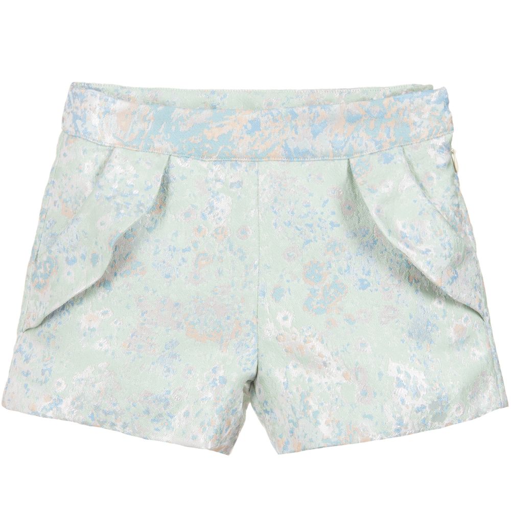 Patachou - Girls Green Jacquard Shorts | Childrensalon