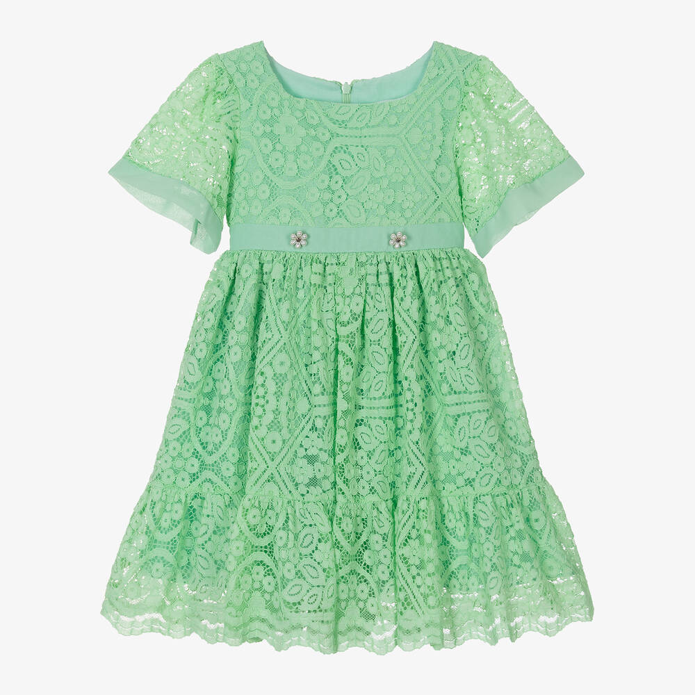 Patachou-Girls Green Lace Dress | Childrensalon Outlet