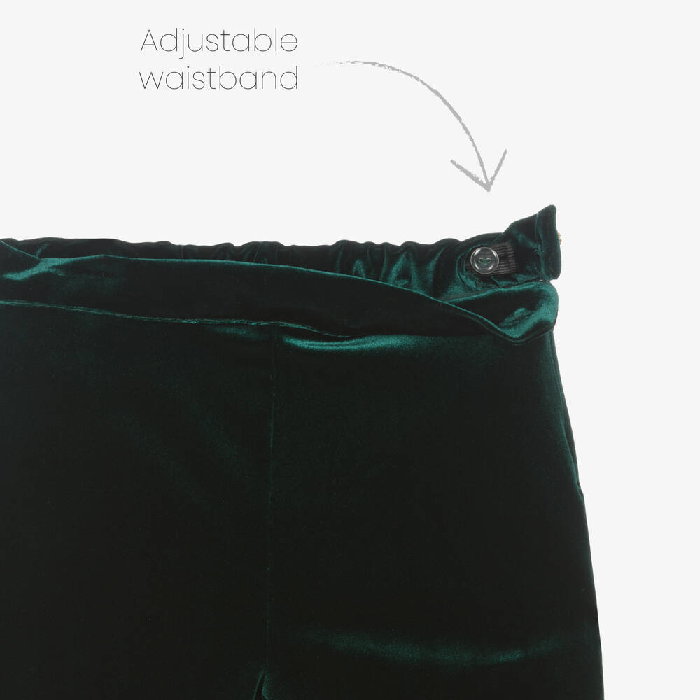 Patachou-بِدلة دانتيل وقطيفة لون أخضر للبنات | Childrensalon Outlet