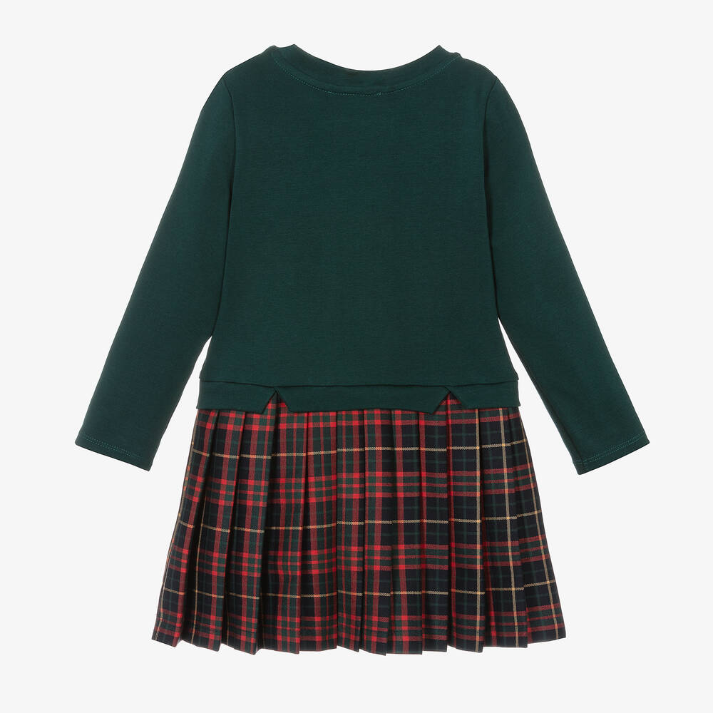Patachou-Girls Green & Red Tartan Skirt Dress | Childrensalon Outlet