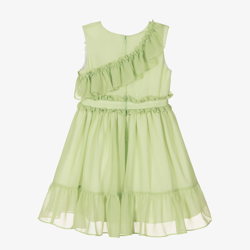 Patachou-فستان كريب شيفون لون أخضر | Childrensalon Outlet