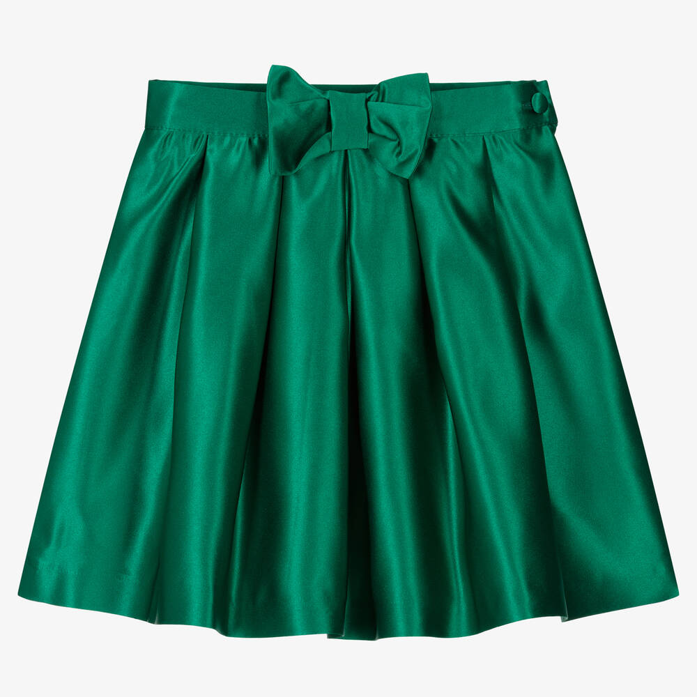 Patachou - Girls Green Satin Skirt | Childrensalon