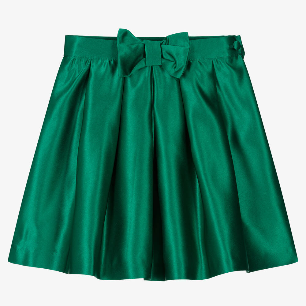 Patachou-Girls Green Satin Skirt | Childrensalon Outlet