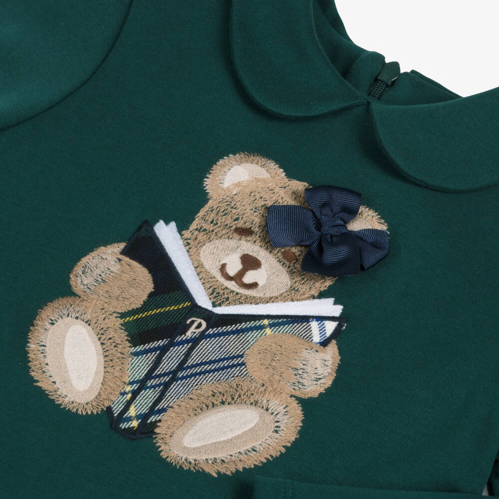 Patachou-فستان بنقشة الدب قطن لون أخضر | Childrensalon Outlet