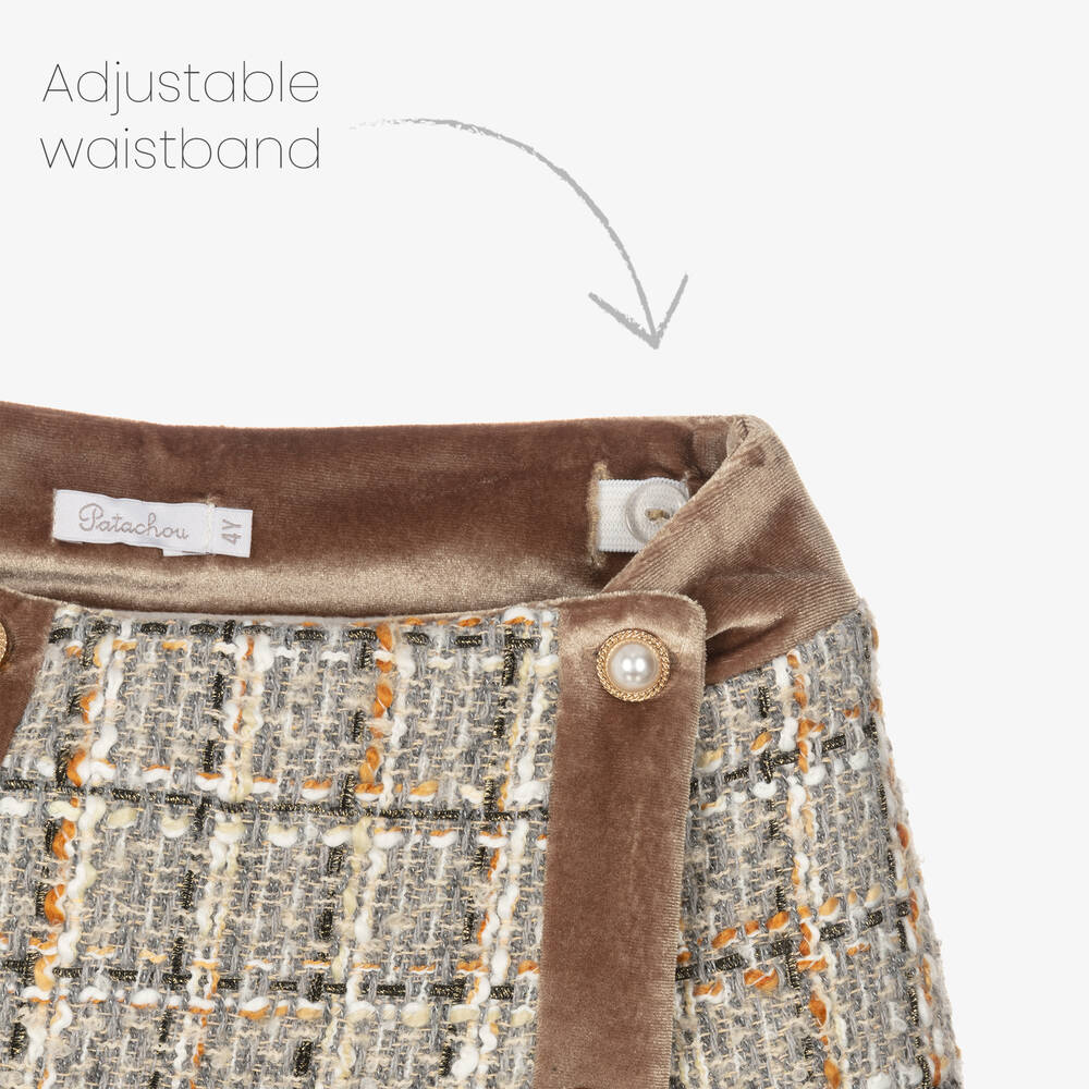 Patachou-Girls Grey & Beige Tweed Skirt | Childrensalon Outlet