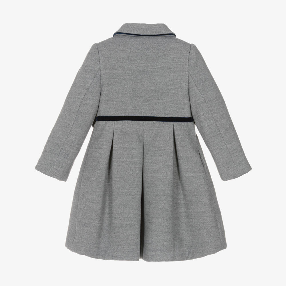 Patachou-معطف رمادي للبنات مزين بأشرطة مخملية | Childrensalon Outlet