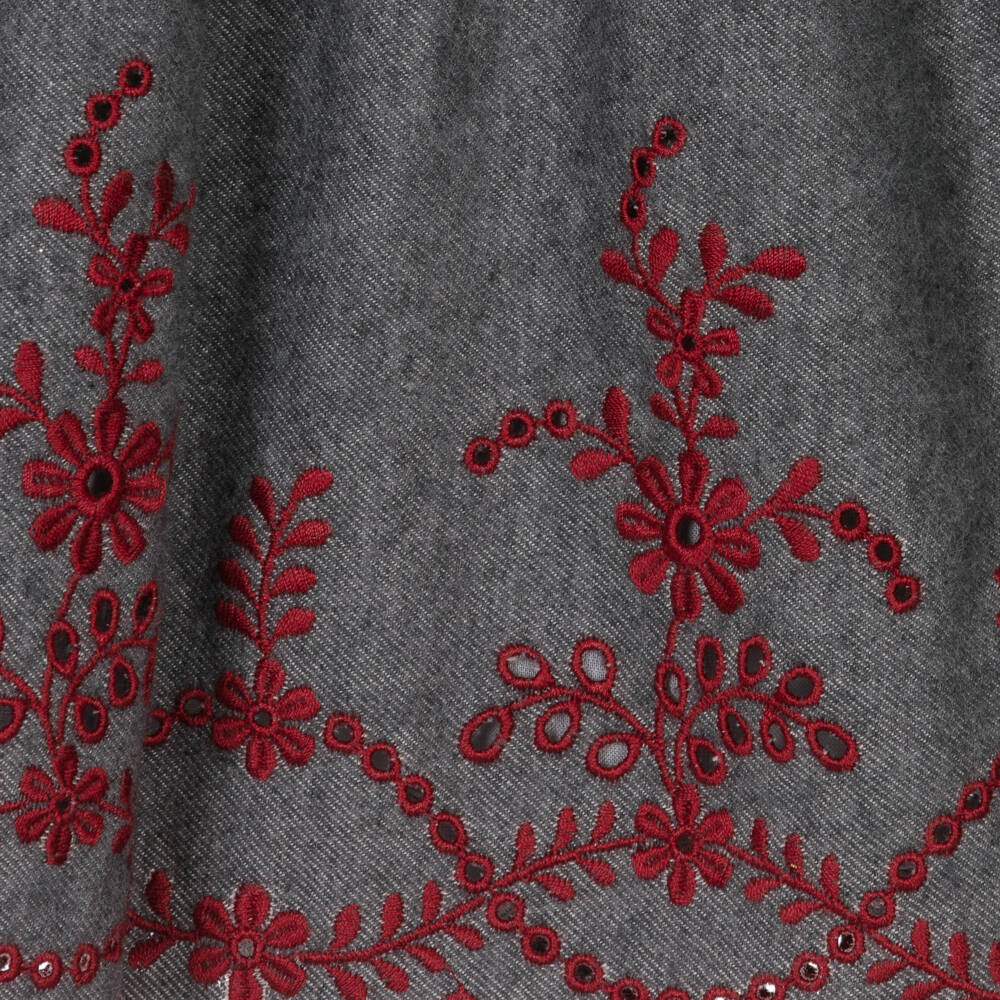 Patachou-Girls Grey Floral Broderie Dress | Childrensalon Outlet