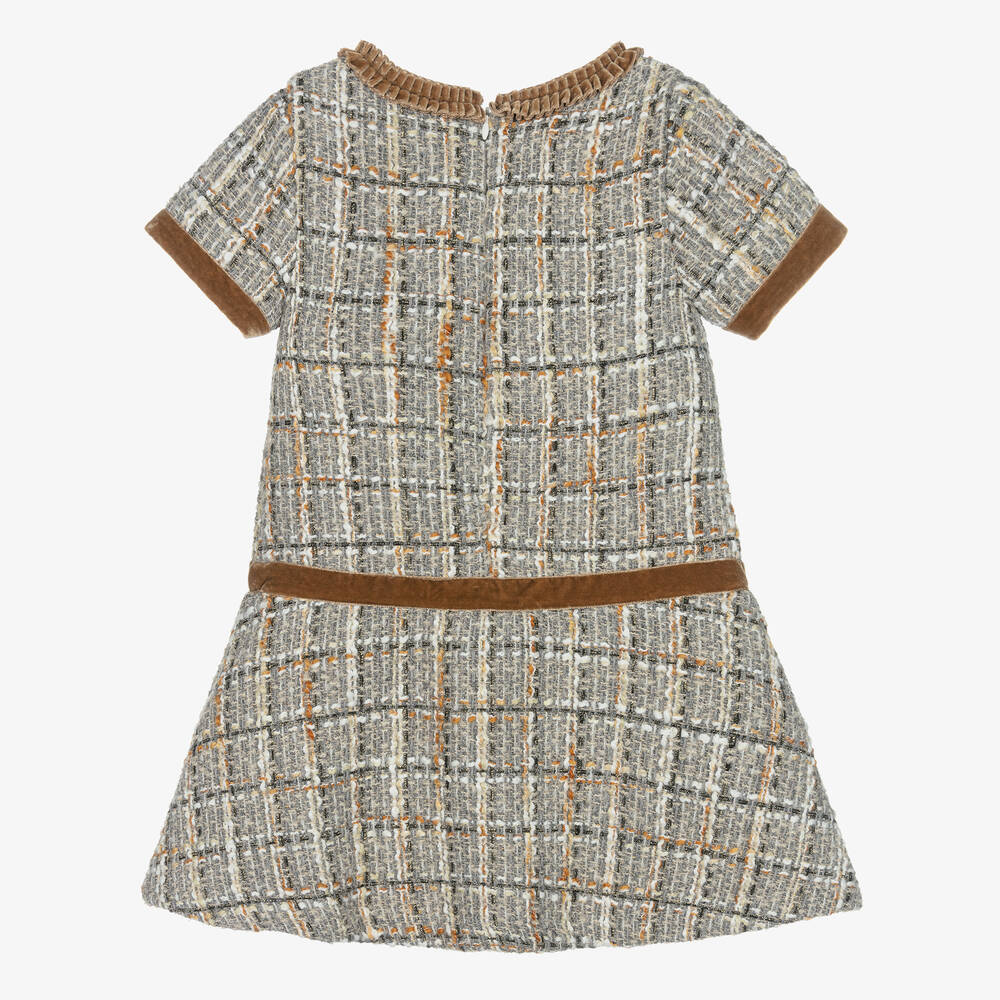 Patachou-Girls Grey & Gold Tweed Dress | Childrensalon Outlet