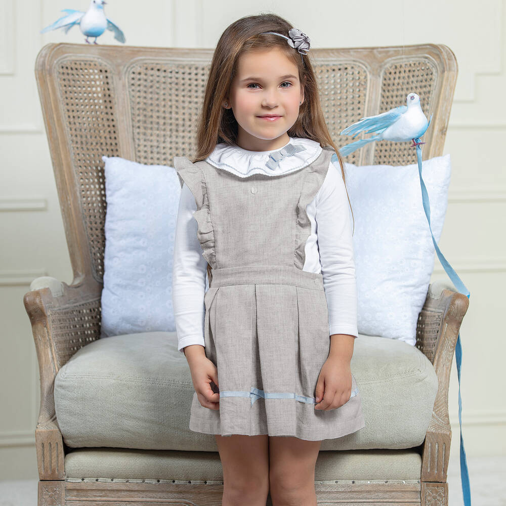 Patachou-Серый сарафан и белая блузка для девочек | Childrensalon Outlet