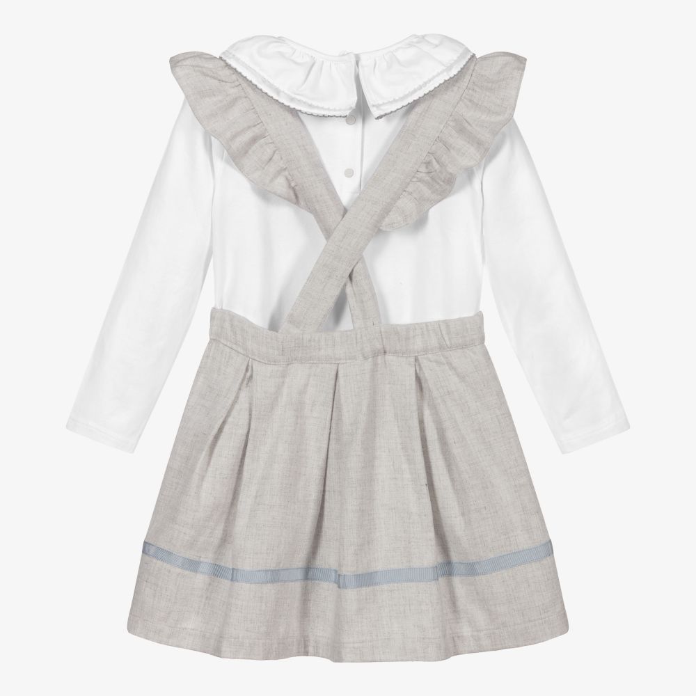 Patachou-Серый сарафан и белая блузка для девочек | Childrensalon Outlet