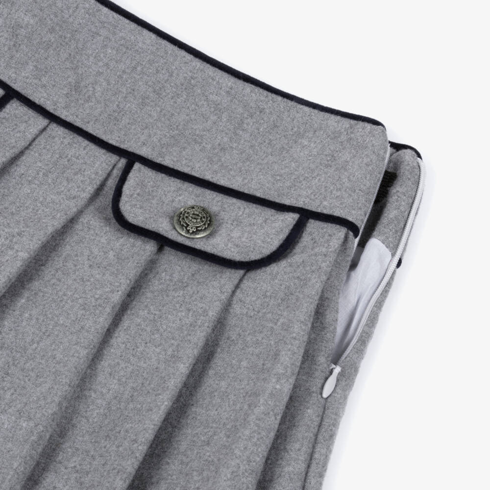 Patachou-Серая плиссированная юбка с бархатными акцентами для девочек | Childrensalon Outlet