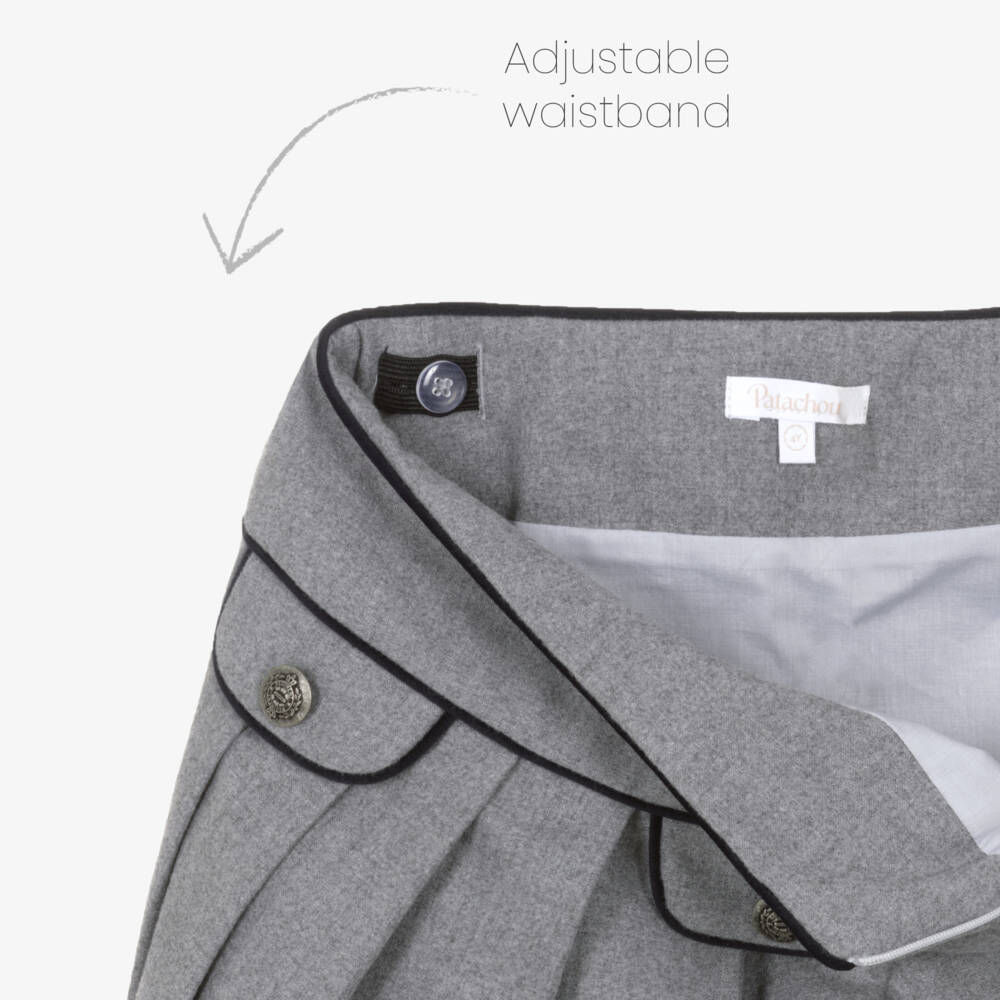 Patachou-تنورة رمادية مطوية للبنات بلمسات مخملية | Childrensalon Outlet