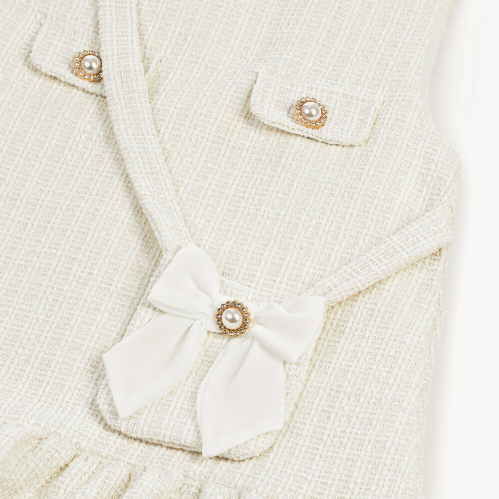 Patachou-Кремовое платье трапеция из твида для девочек | Childrensalon Outlet