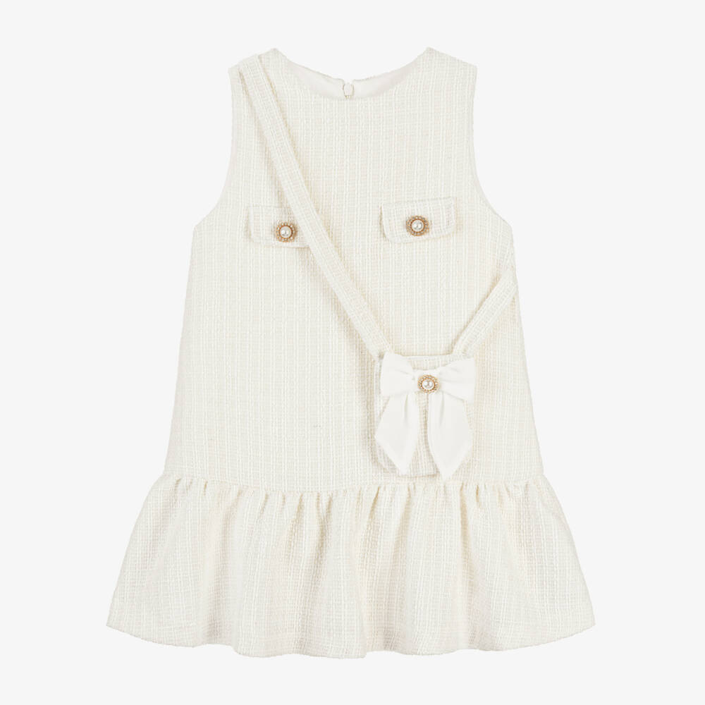 Patachou-Girls' Ivory A-Line Tweed Dress | Childrensalon Outlet