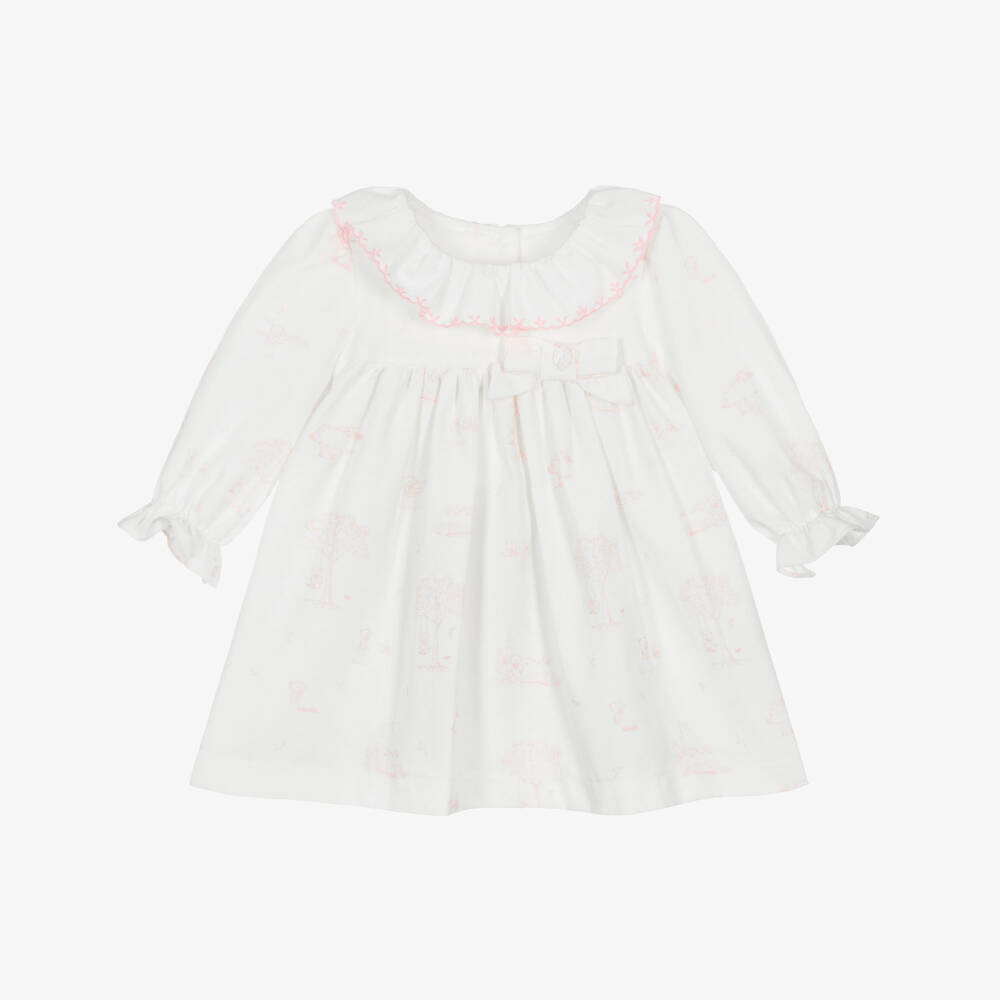 Patachou-Girls Ivory and Pink Cotton Dress | Childrensalon Outlet
