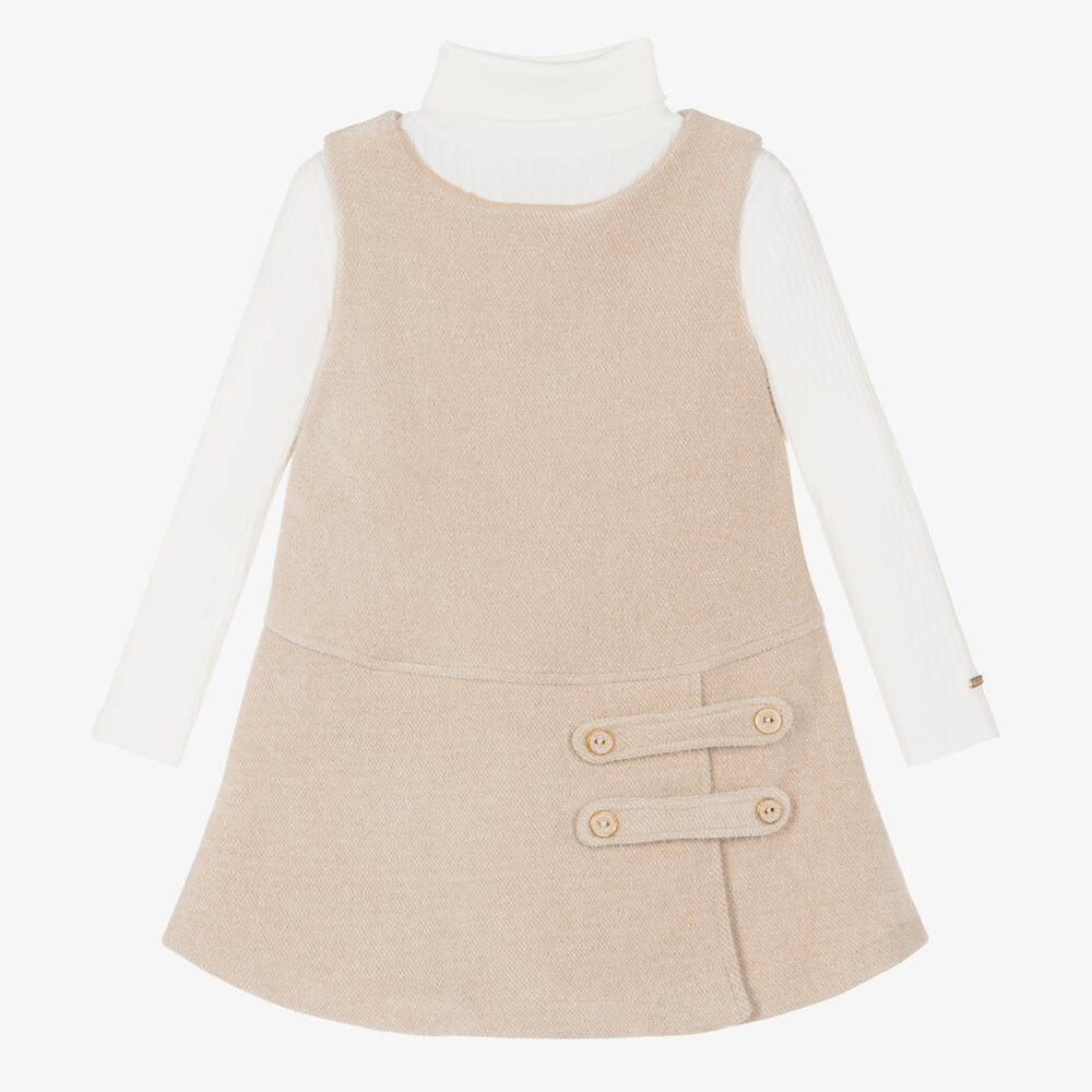 Patachou-Girls Ivory & Beige Dress Set | Childrensalon Outlet