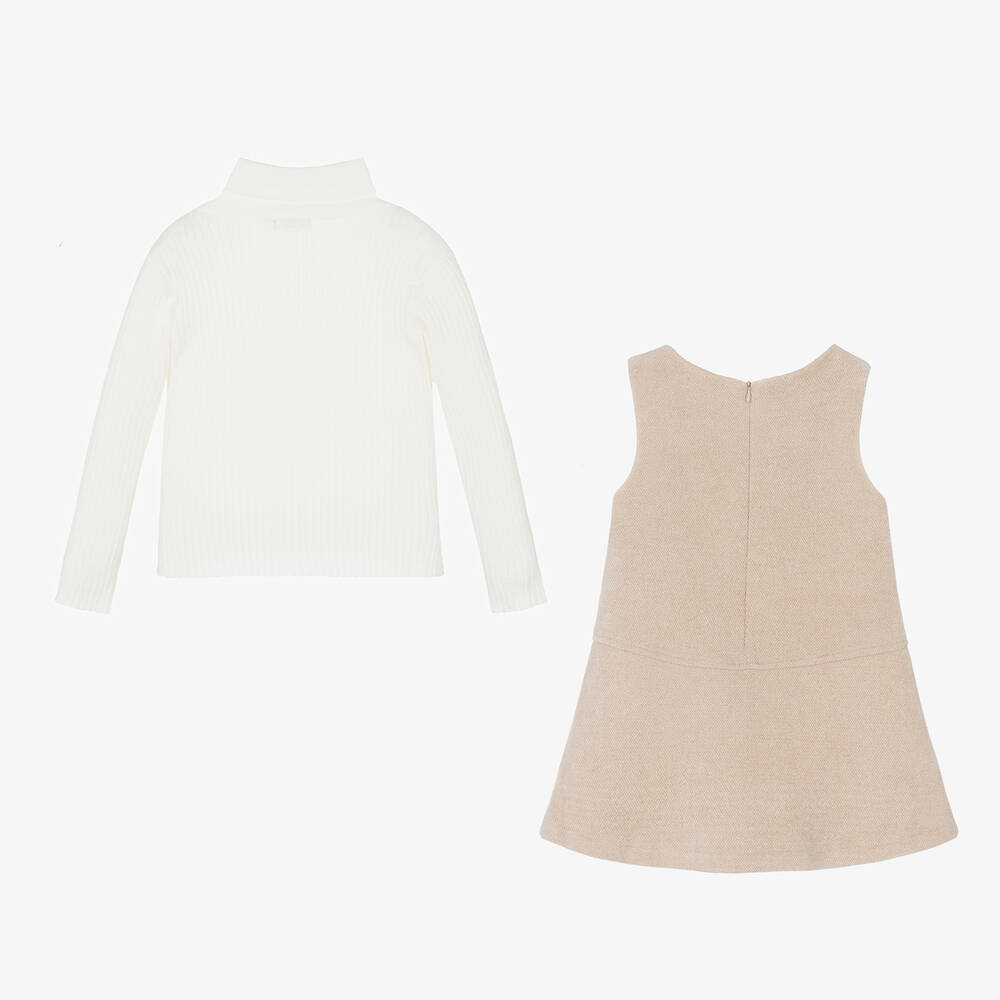 Patachou-Girls Ivory & Beige Dress Set | Childrensalon Outlet