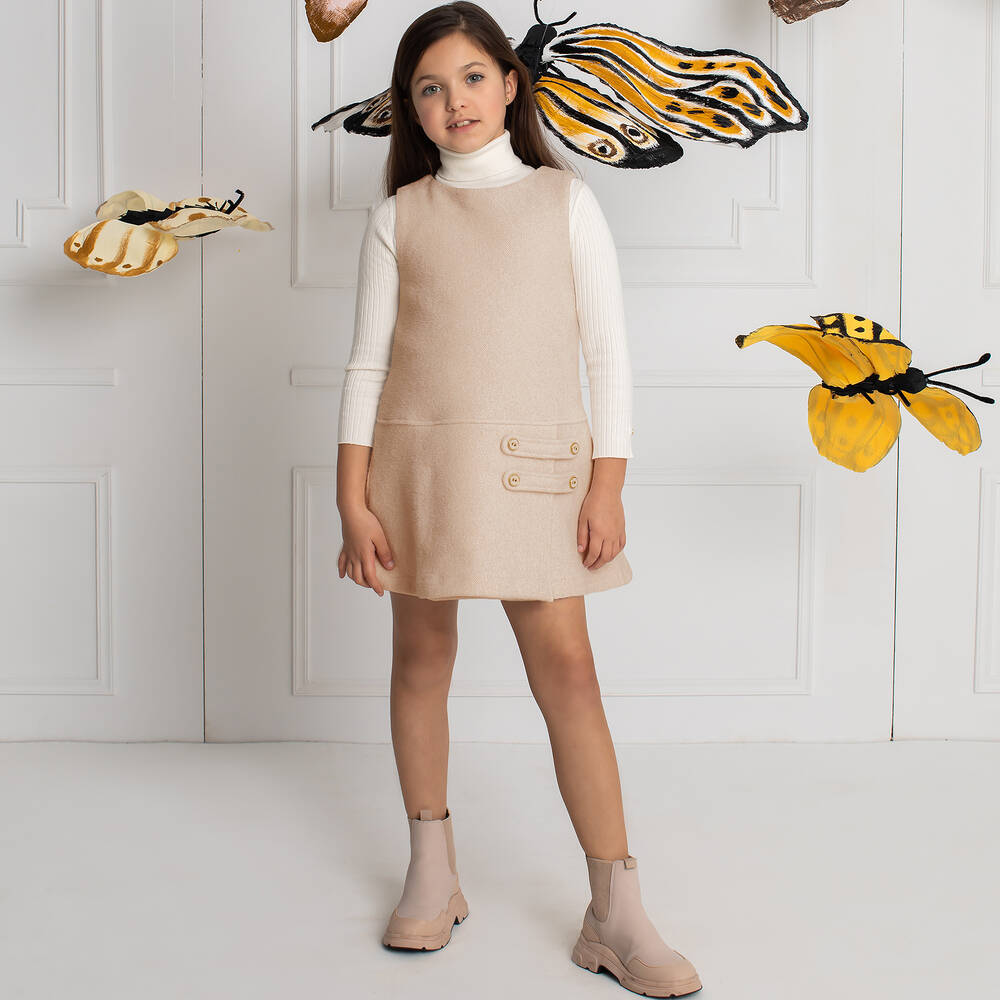 Patachou-Girls Ivory & Beige Dress Set | Childrensalon Outlet