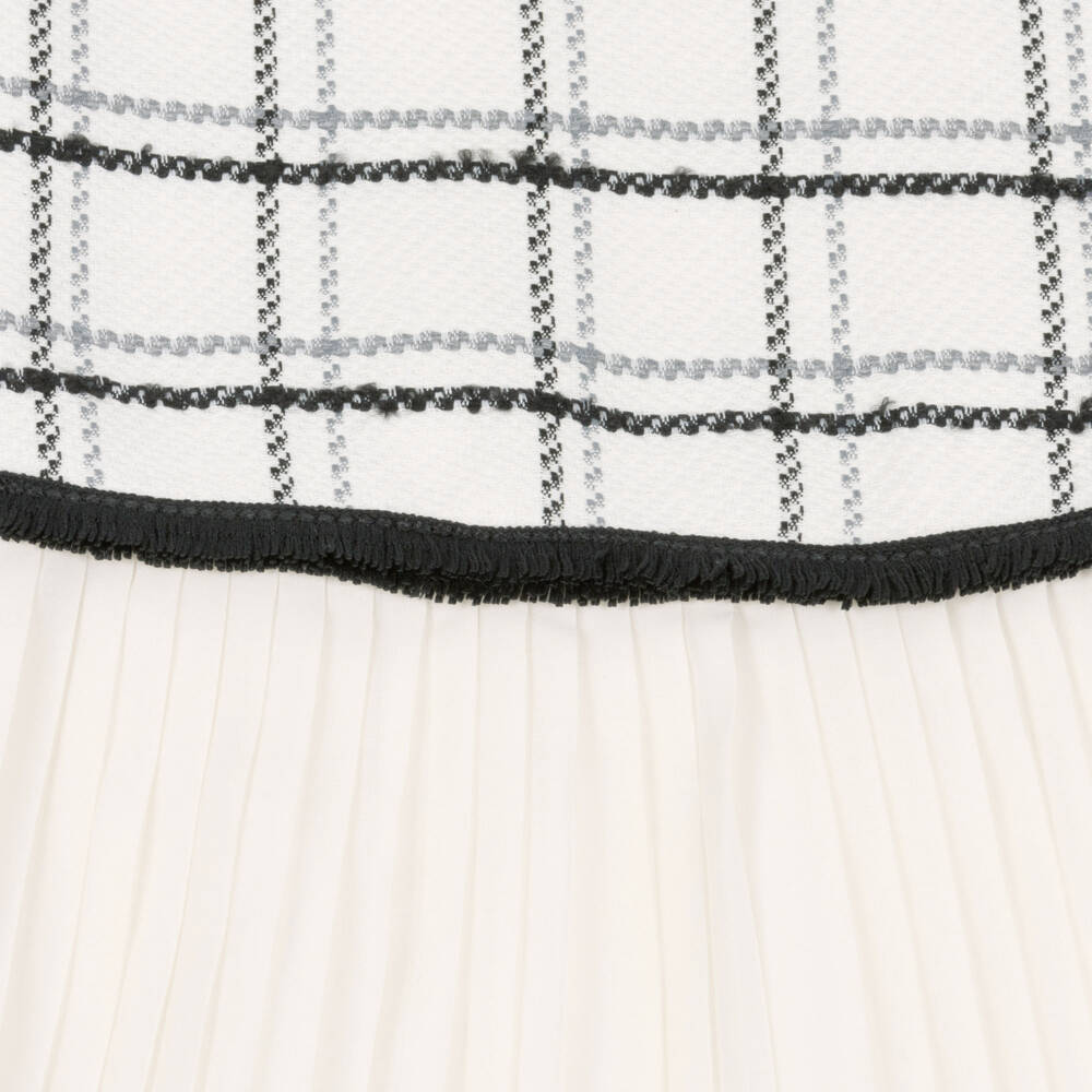 Patachou-Girls Ivory & Black Check Sleeveless Tweed Dress | Childrensalon Outlet