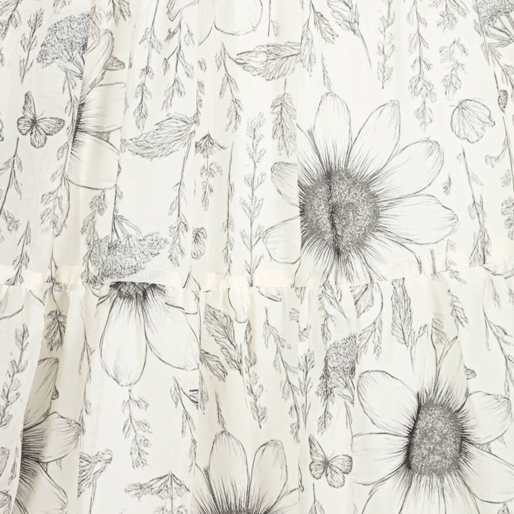 Patachou-Girls Ivory & Black Floral Chiffon Dress | Childrensalon Outlet
