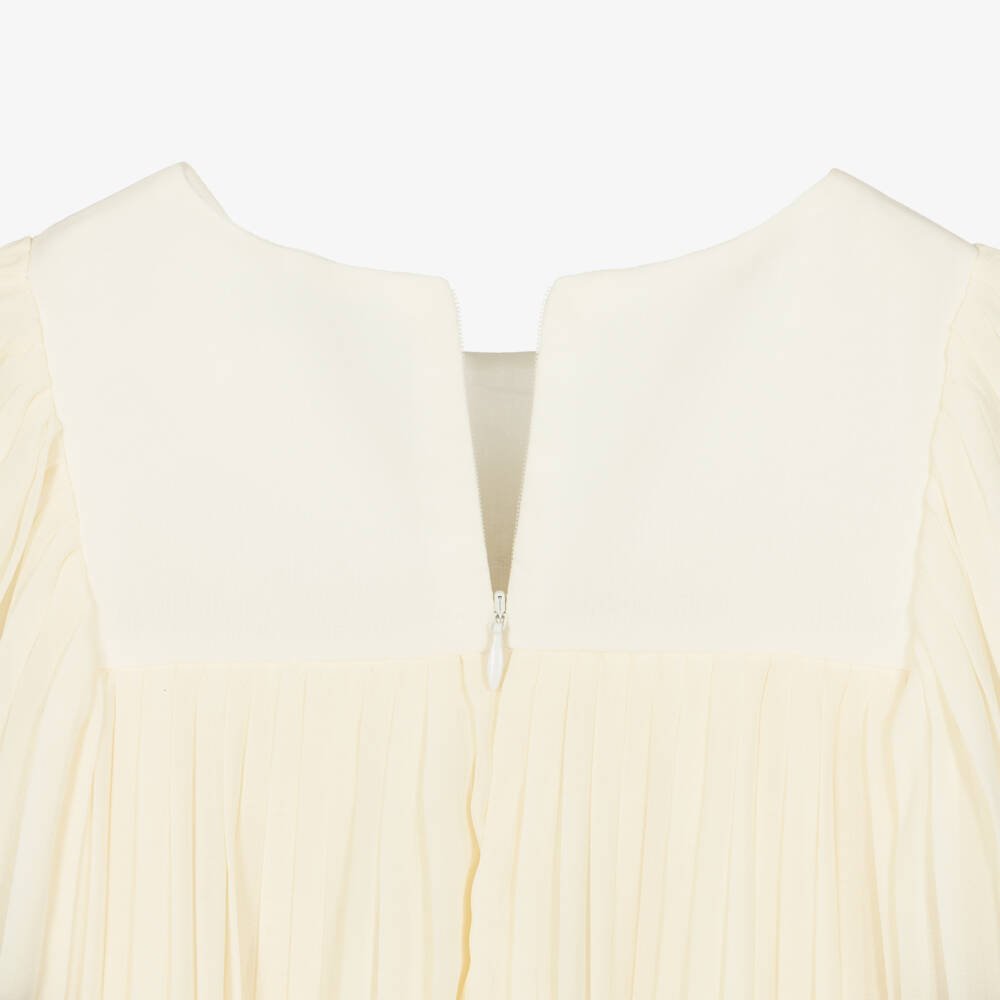 Patachou-Girls Ivory & Black Pleated Chiffon Dress | Childrensalon Outlet