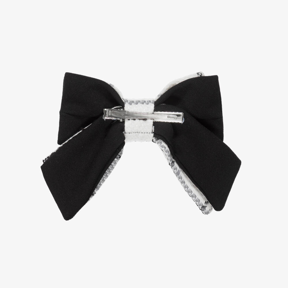 Patachou-Girls Ivory & Black Tweed Bow Hair Clip | Childrensalon Outlet