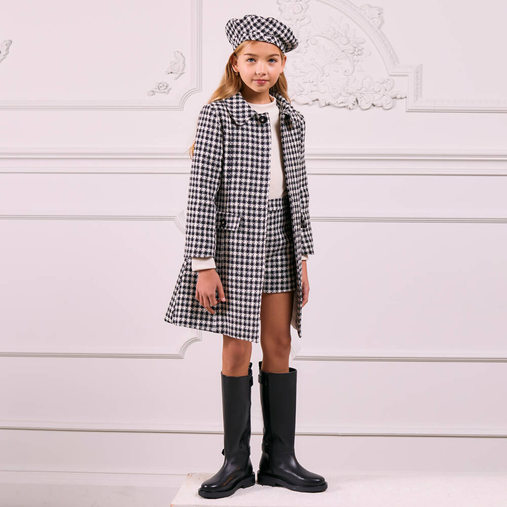 Patachou-Girls Ivory & Black Tweed Coat | Childrensalon Outlet
