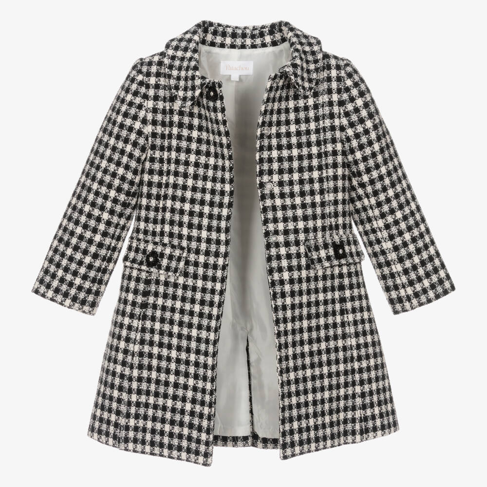 Patachou-Girls Ivory & Black Tweed Coat | Childrensalon Outlet