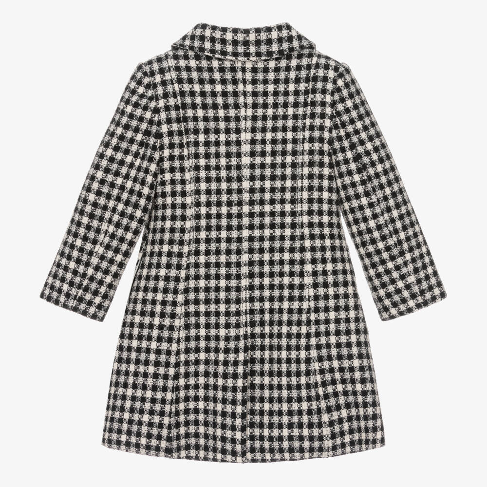 Patachou-Girls Ivory & Black Tweed Coat | Childrensalon Outlet