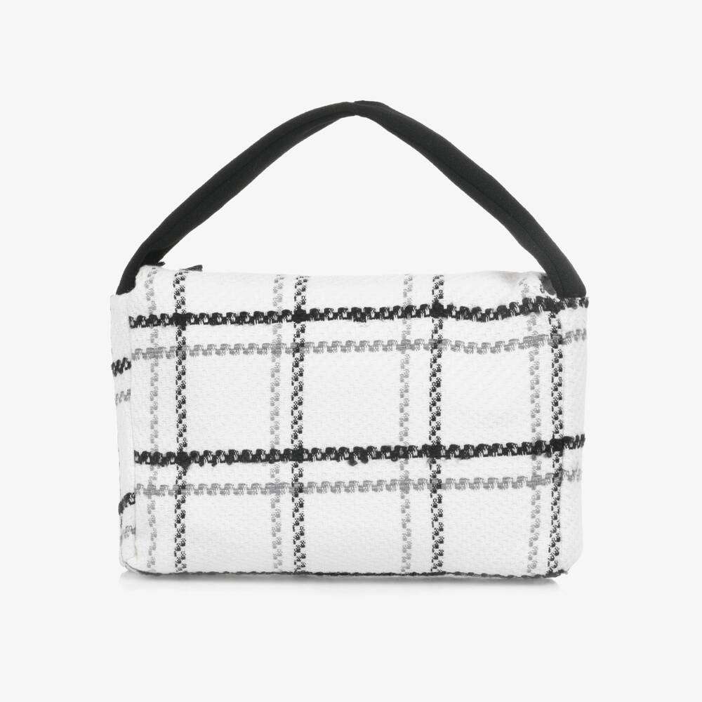 Patachou-Girls Ivory & Black Tweed Handbag with Fringing (16cm) | Childrensalon Outlet
