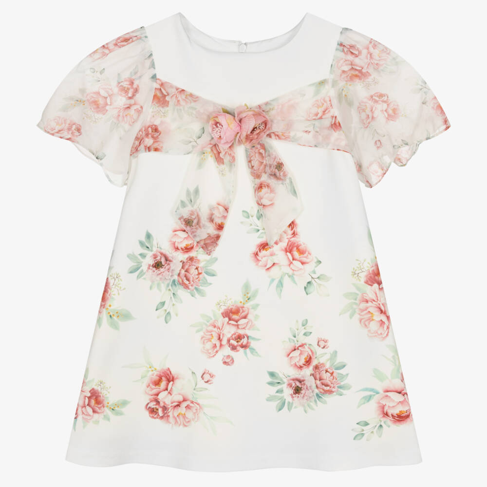 Patachou-Girls Ivory Blossom Bow Frock | Childrensalon Outlet