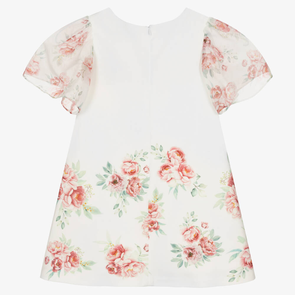 Patachou-Кремовое платье с бантом и цветочным узором для девочек | Childrensalon Outlet