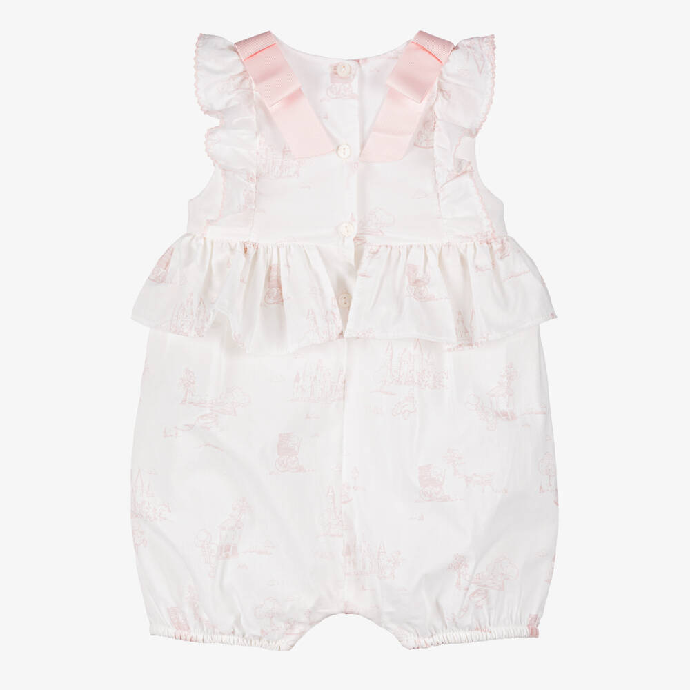 Patachou-Girls Ivory & Blush Toile Print Romper | Childrensalon Outlet