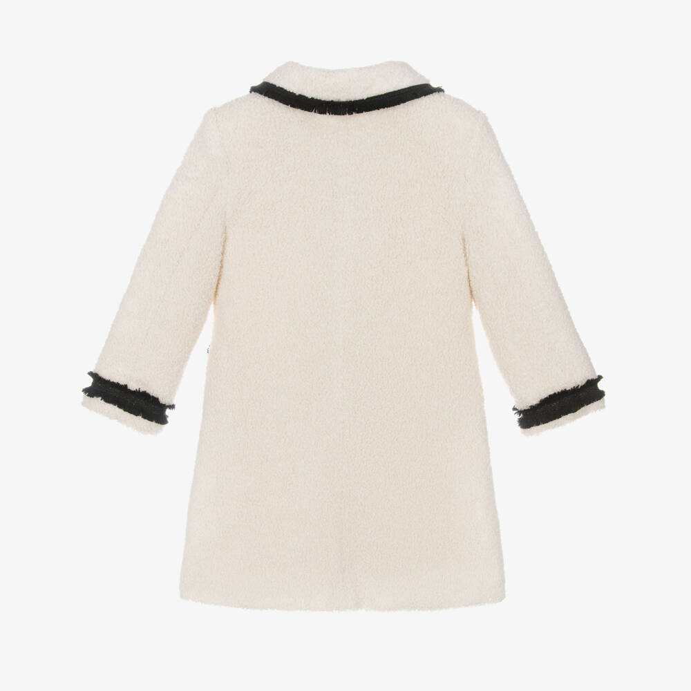 Patachou-معطف بوكلية عاجي للبنات مع حواف أنيقة | Childrensalon Outlet