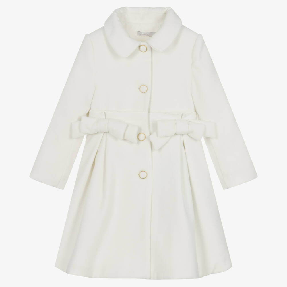 Patachou-Girls Ivory Bow Accent Coat | Childrensalon Outlet