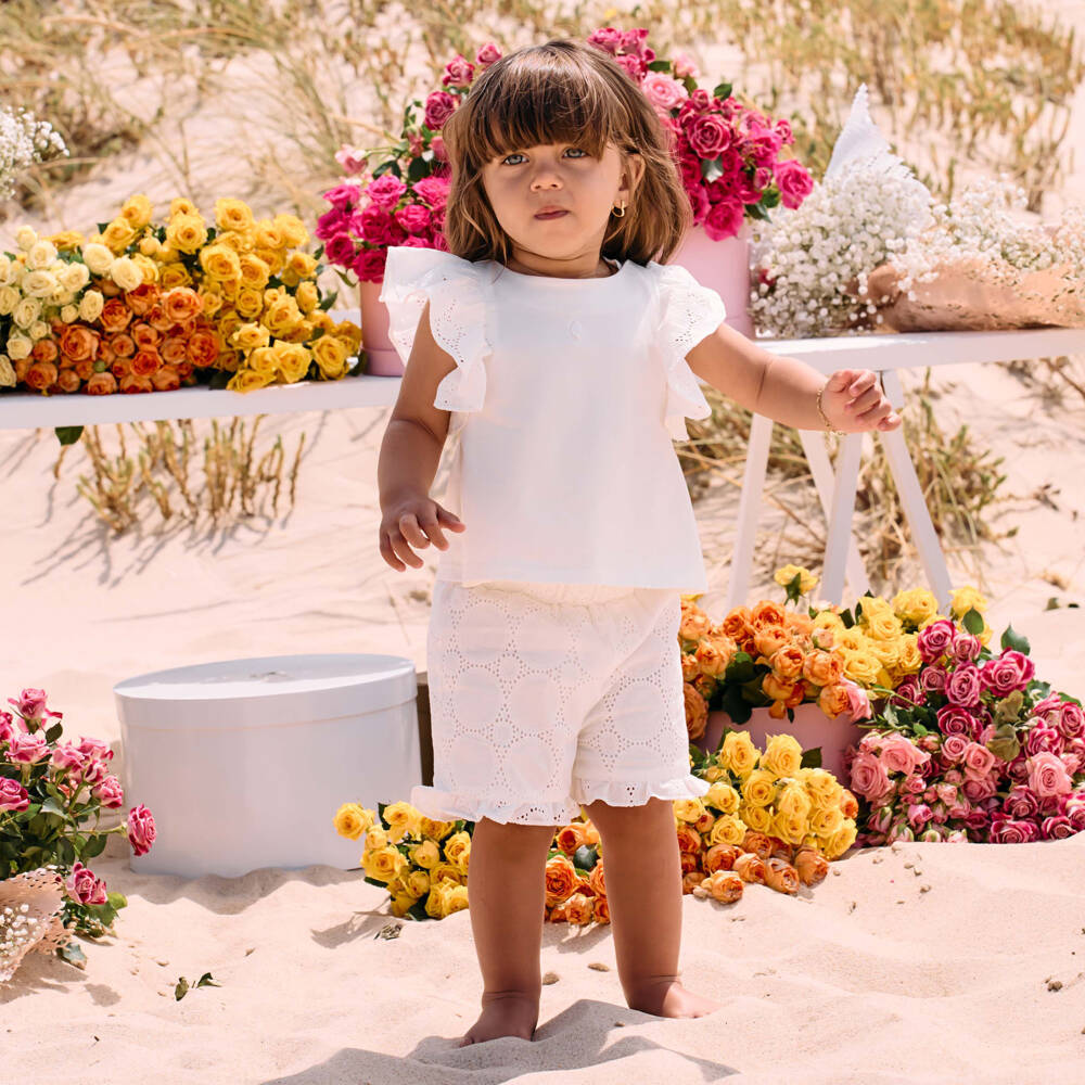 Patachou-Кремовый комплект с вышивкой для девочек | Childrensalon Outlet