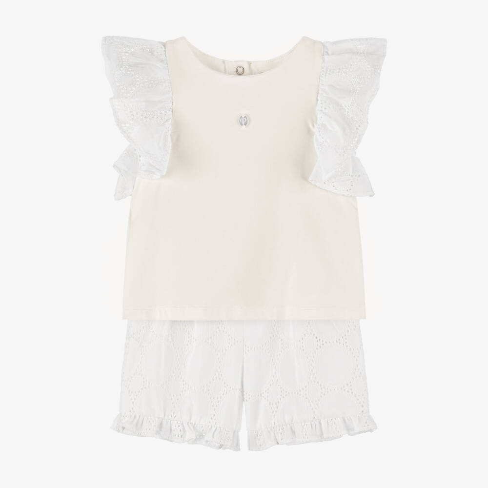 Patachou-Girls' Ivory Broderie Anglaise Ensemble | Childrensalon Outlet