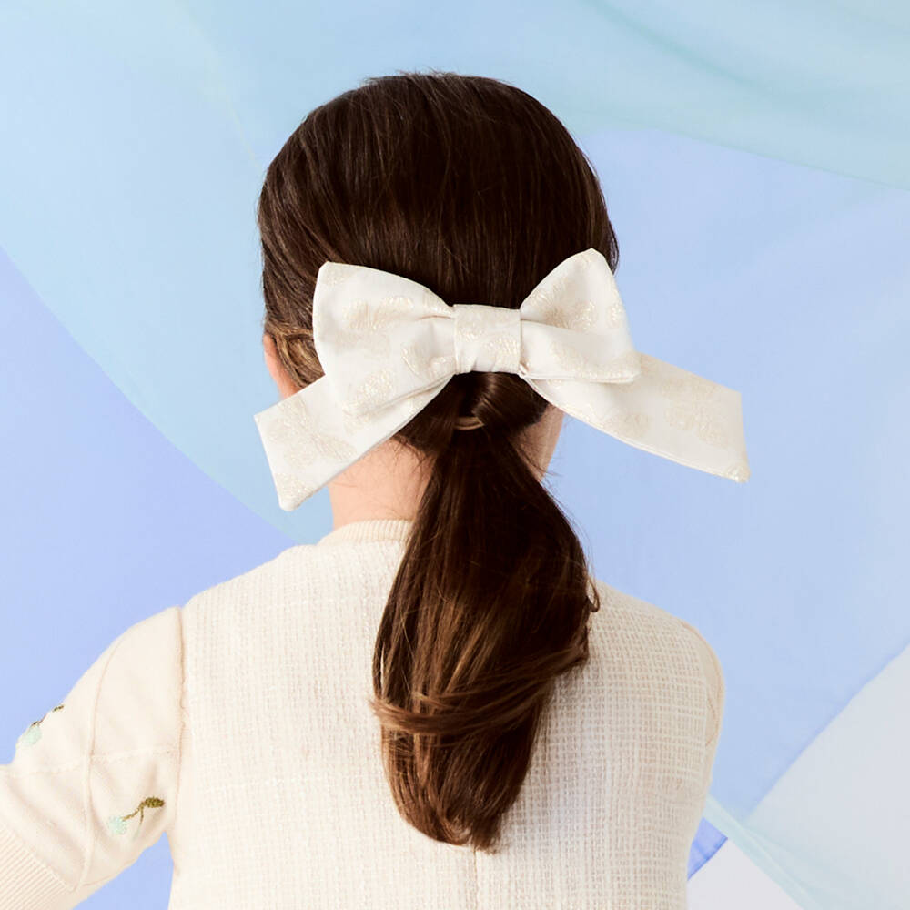 Patachou-Girls Ivory Butterfly Bow Hair Accessory | Childrensalon Outlet
