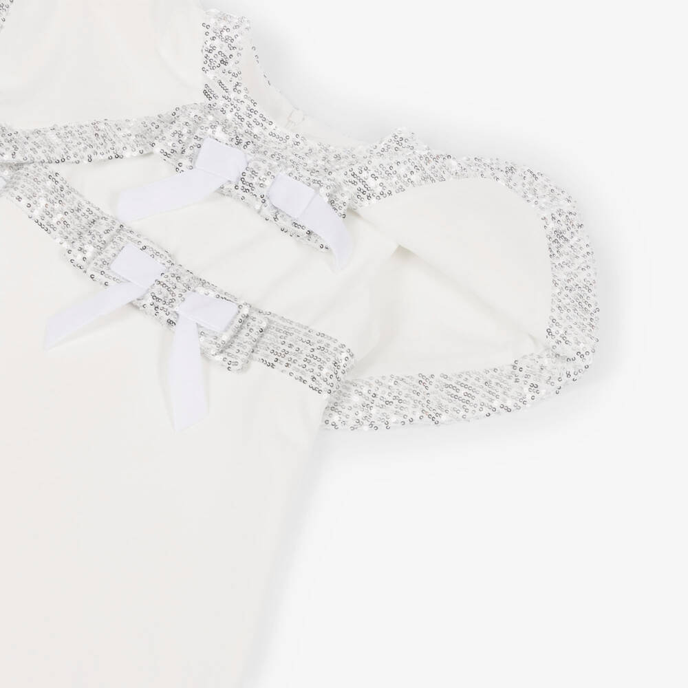 Patachou-Girls Ivory Cape Dress with Sequins | Childrensalon Outlet