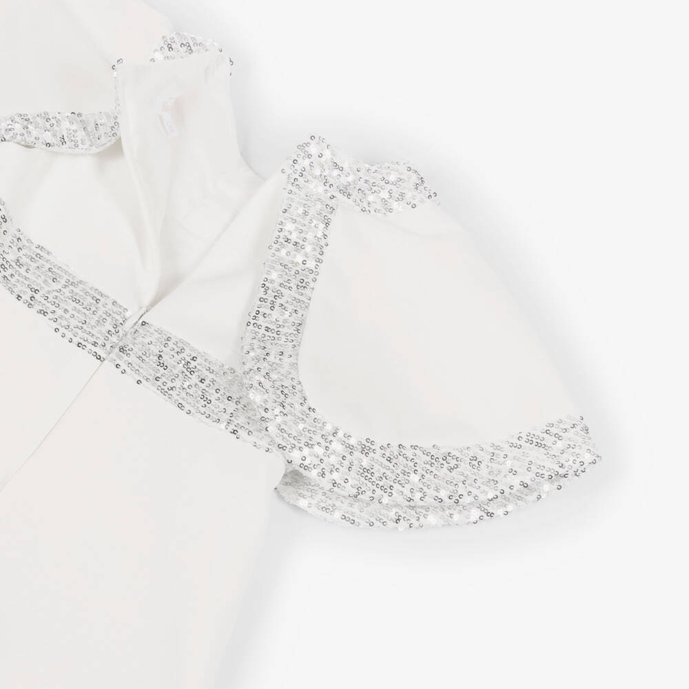 Patachou-Girls Ivory Cape Dress with Sequins | Childrensalon Outlet