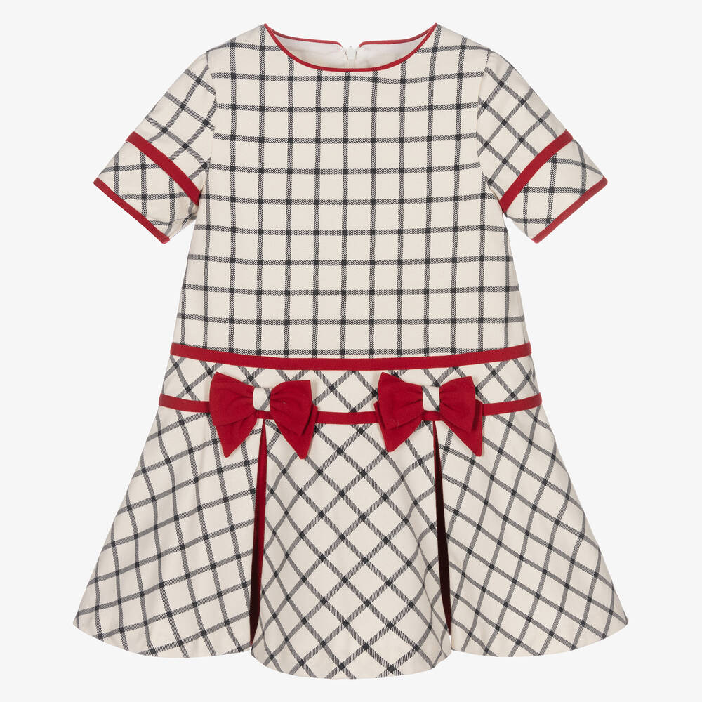 Patachou - Кремовое платье в клетку для девочек  | Childrensalon