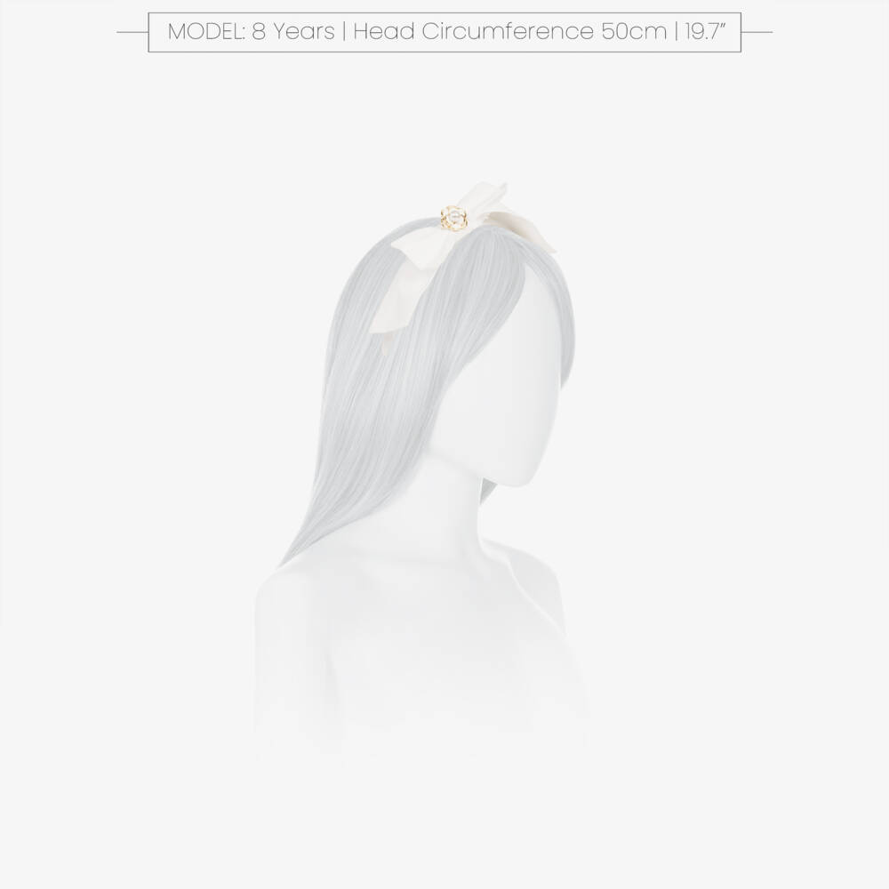 Patachou-Girls Ivory Chiffon Bow Hairband | Childrensalon Outlet