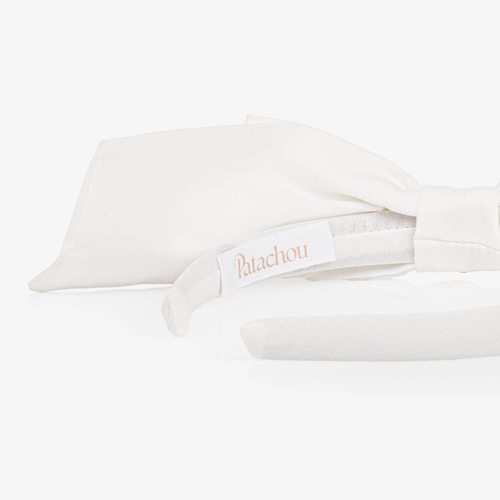 Patachou-Girls Ivory Chiffon Bow Hairband | Childrensalon Outlet