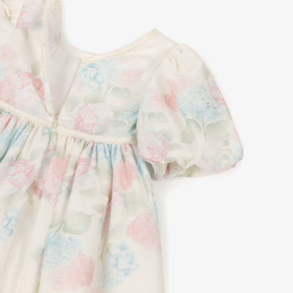 Patachou-Girls Ivory Chiffon Dress with Pastel Floral Print | Childrensalon Outlet