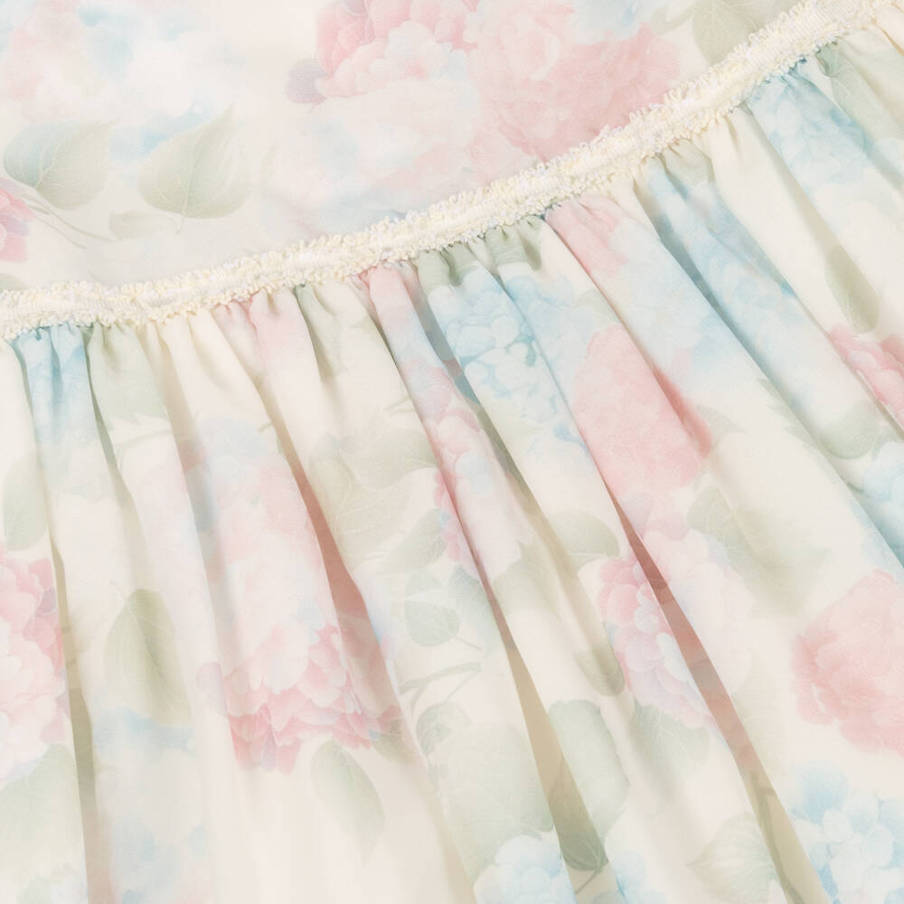 Patachou-Girls Ivory Chiffon Dress with Pastel Floral Print | Childrensalon Outlet