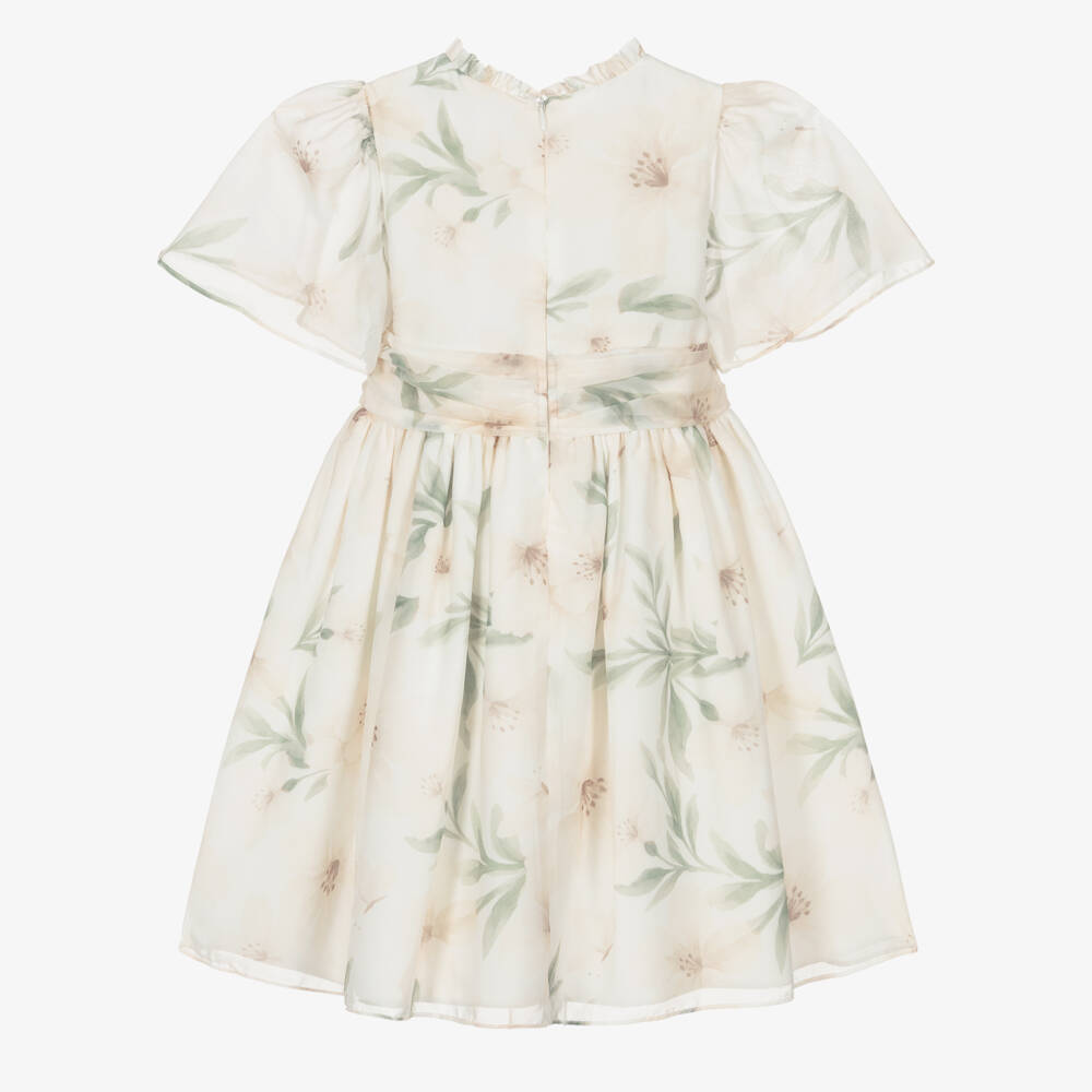 Patachou-Girls Ivory Chiffon Floral Dress with Bow | Childrensalon Outlet