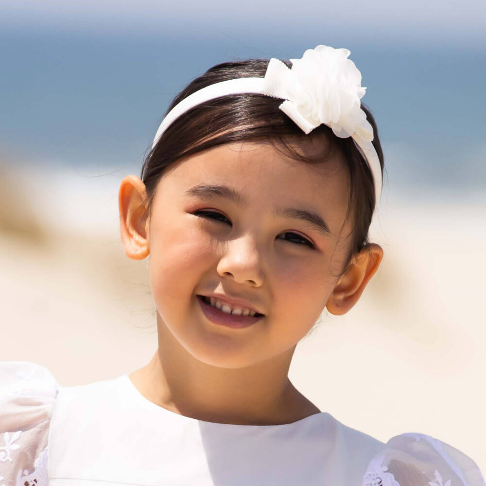 Patachou-Girls Ivory Chiffon Flower Hairband | Childrensalon Outlet