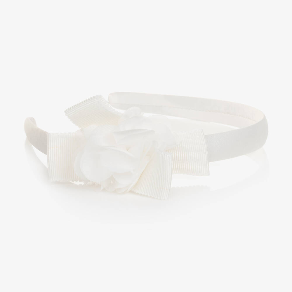Patachou-Girls Ivory Chiffon Flower Hairband | Childrensalon Outlet