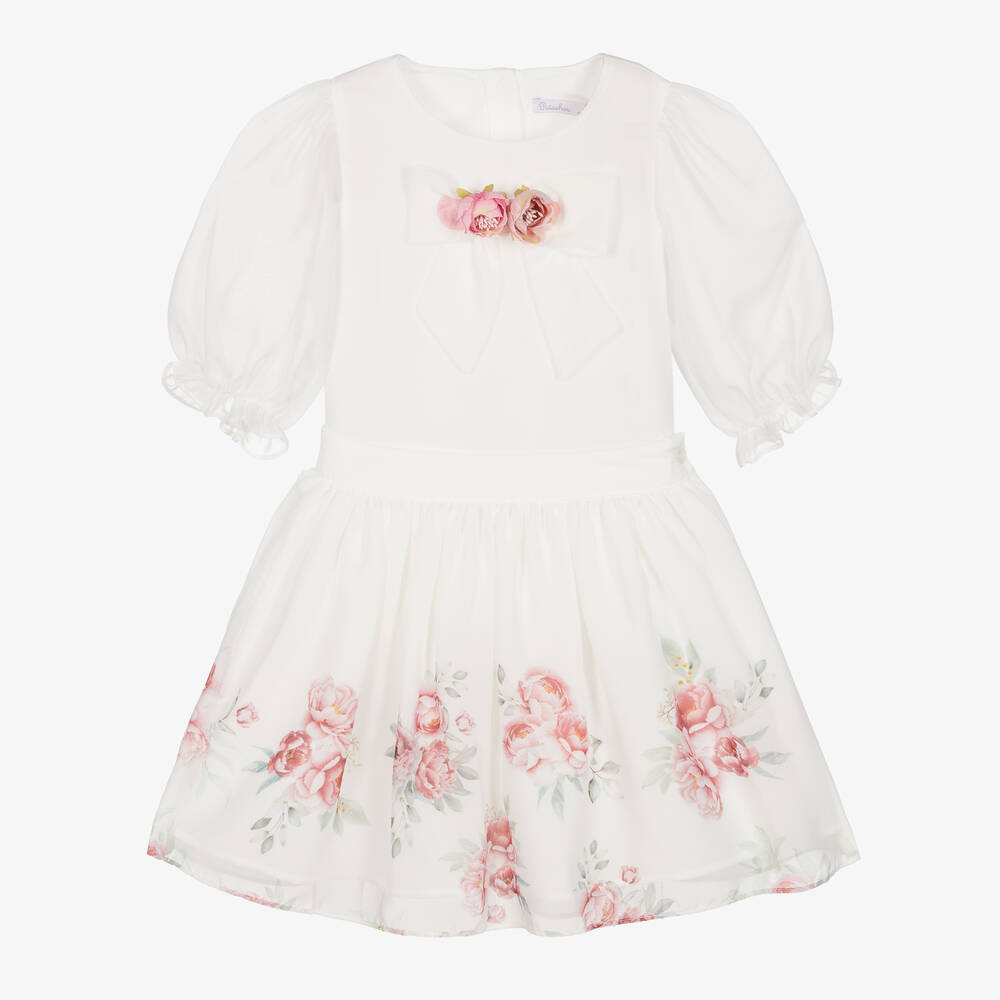 Patachou - Кремовый топ и юбка из шифона с розами | Childrensalon