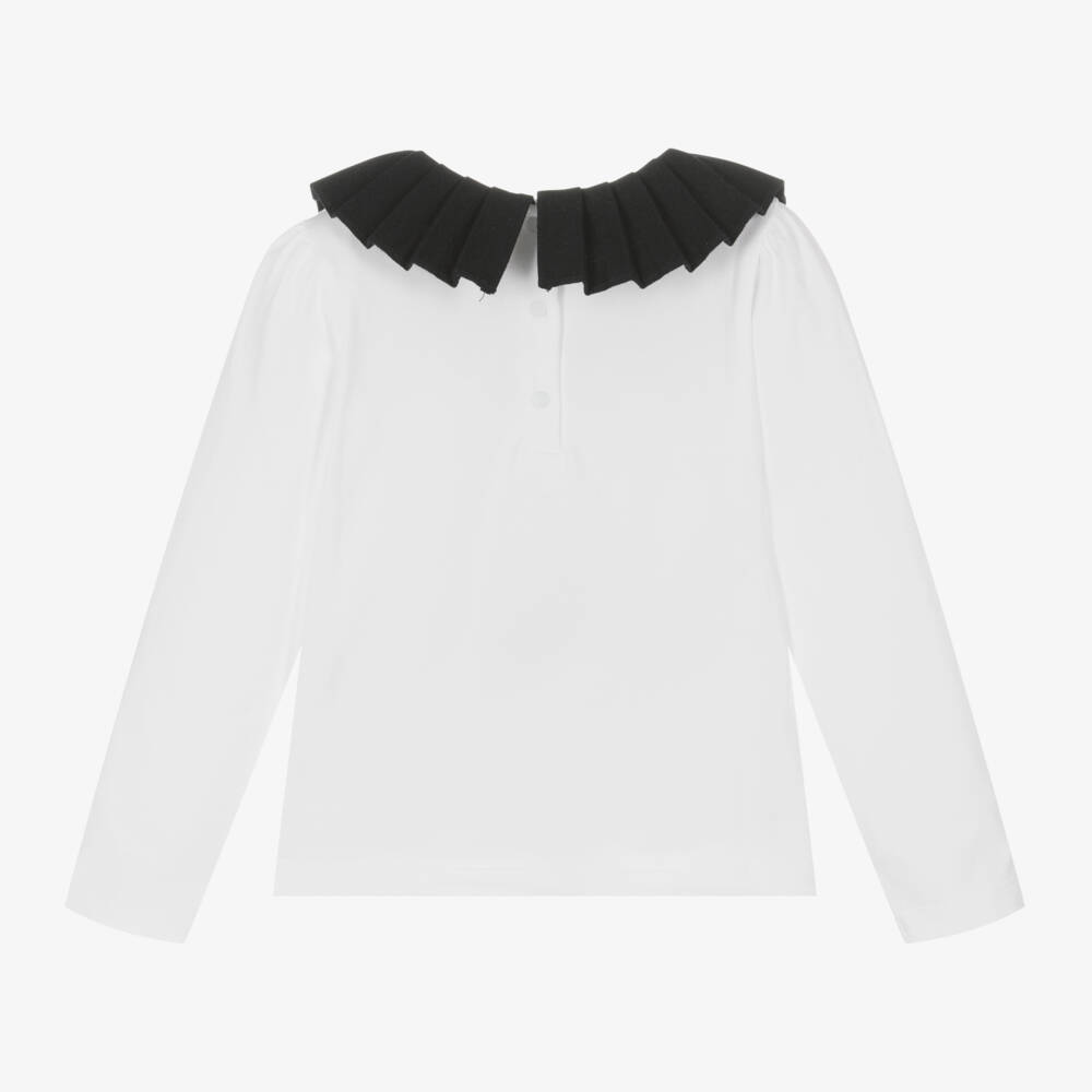 Patachou-توب بياقة قطن لون أبيض للبنات | Childrensalon Outlet